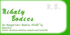 mihaly bodics business card